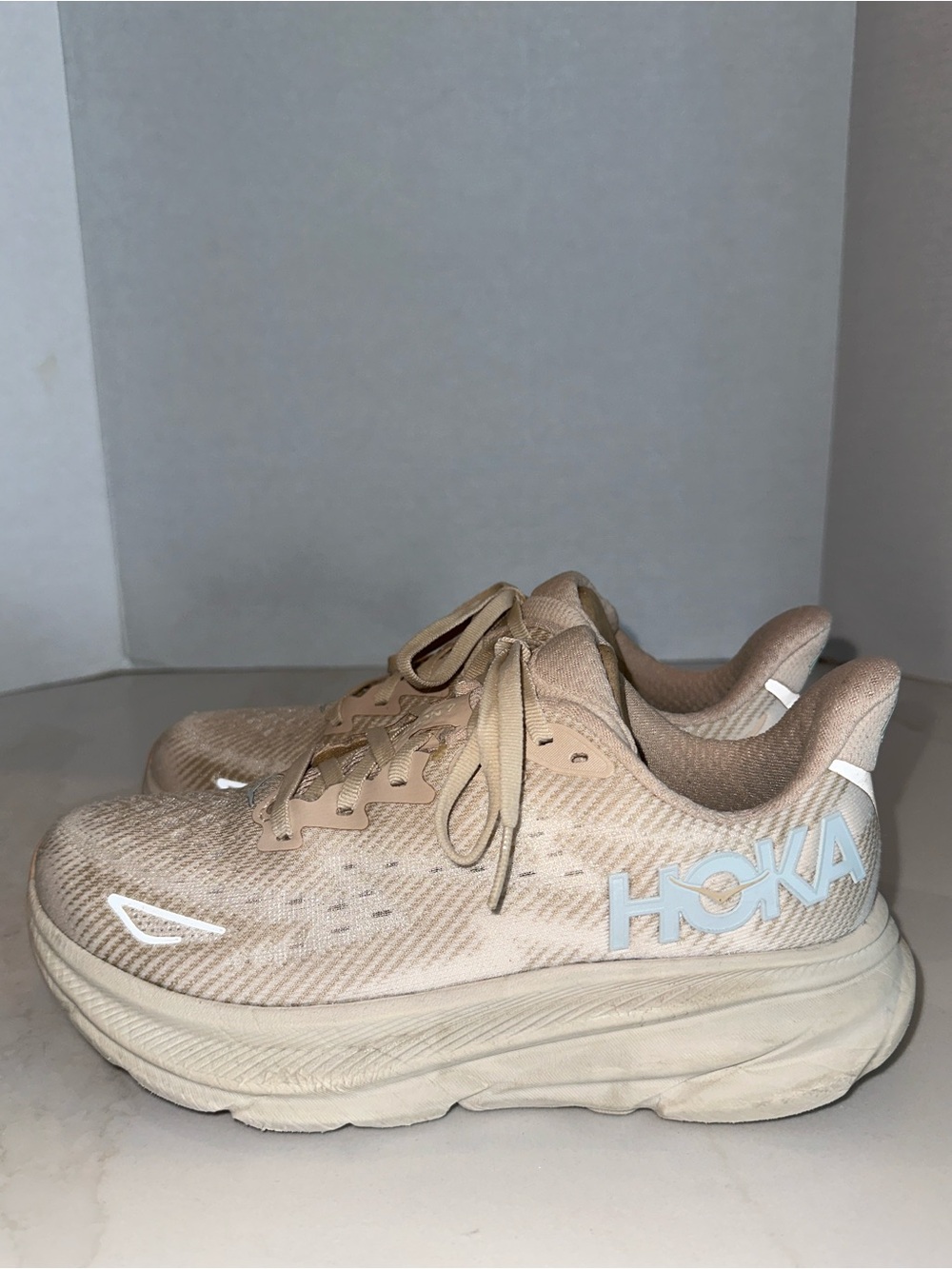 HOKA Women’s Clifton 9 in Shifting Sand/Eggnog - Picture 9 of 15